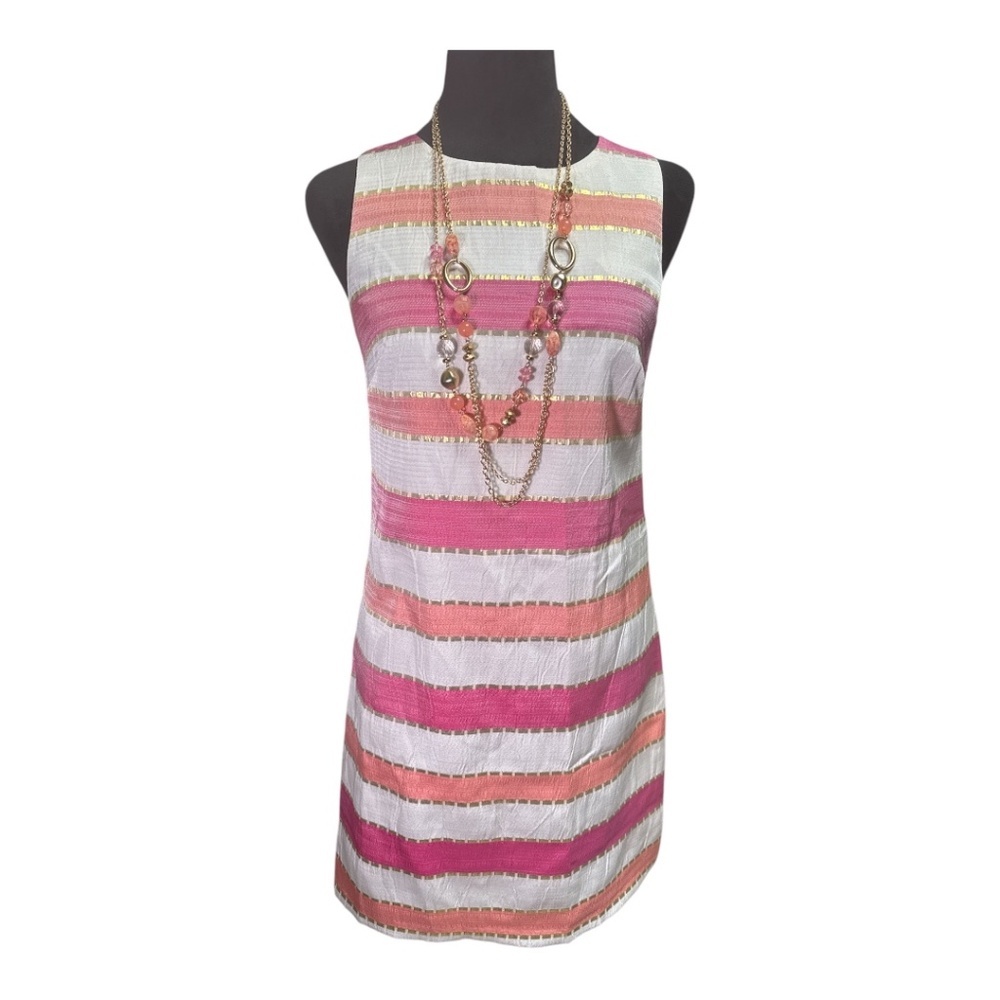 NWT VINCE CAMUTO SLEEVELESS PINK PEACH WHITE DRESS SIZE 2P